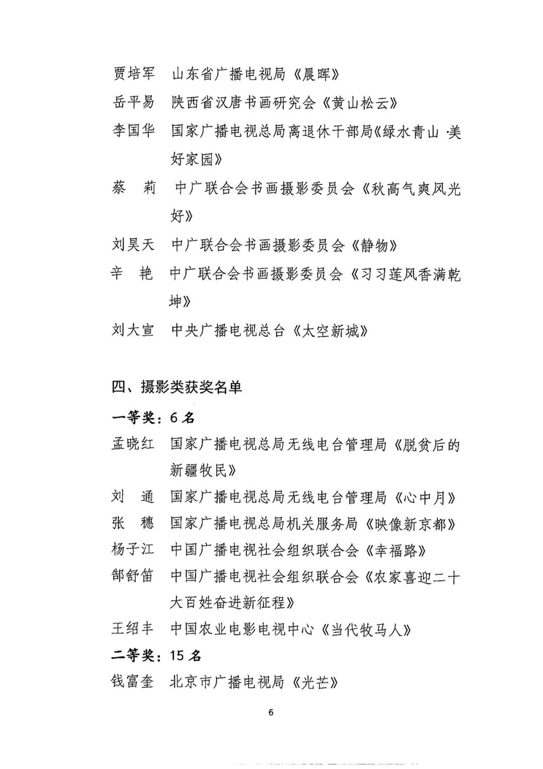 国家广播电视总局办公厅关于全国广播电视和 网络视听行业“喜迎二十大 奋进新征程” 书画摄影展获奖情况的通报